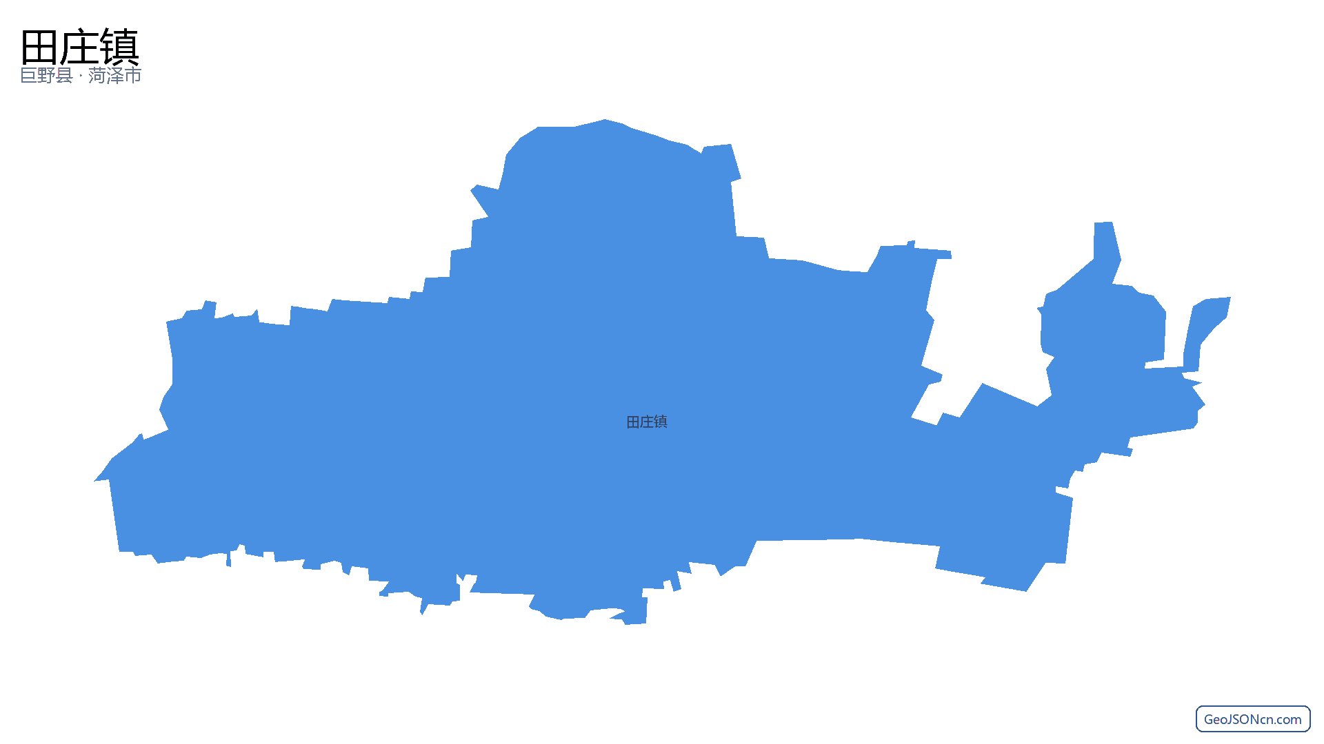 田庄镇行政区划边界地图（巨野县·菏泽市）,提供GeoJSON、SHP矢量边界数据下载及高清地图大图(PNG/JPG) - GeoJSONcn.com
