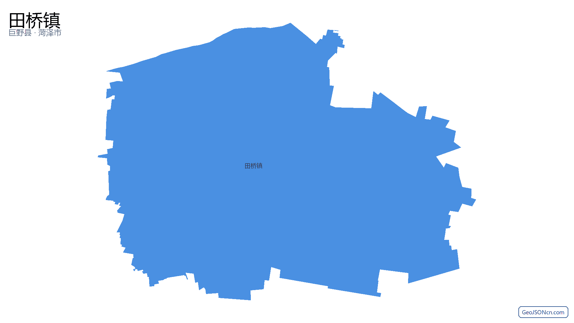 田桥镇行政区划边界地图（巨野县·菏泽市）,提供GeoJSON、SHP矢量边界数据下载及高清地图大图(PNG/JPG) - GeoJSONcn.com