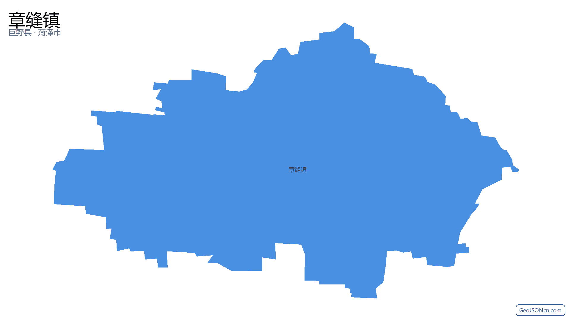 章缝镇行政区划边界地图(巨野县·菏泽市),提供GeoJSON、SHP矢量边界数据下载及高清地图大图(PNG/JPG) - GeoJSONcn.com