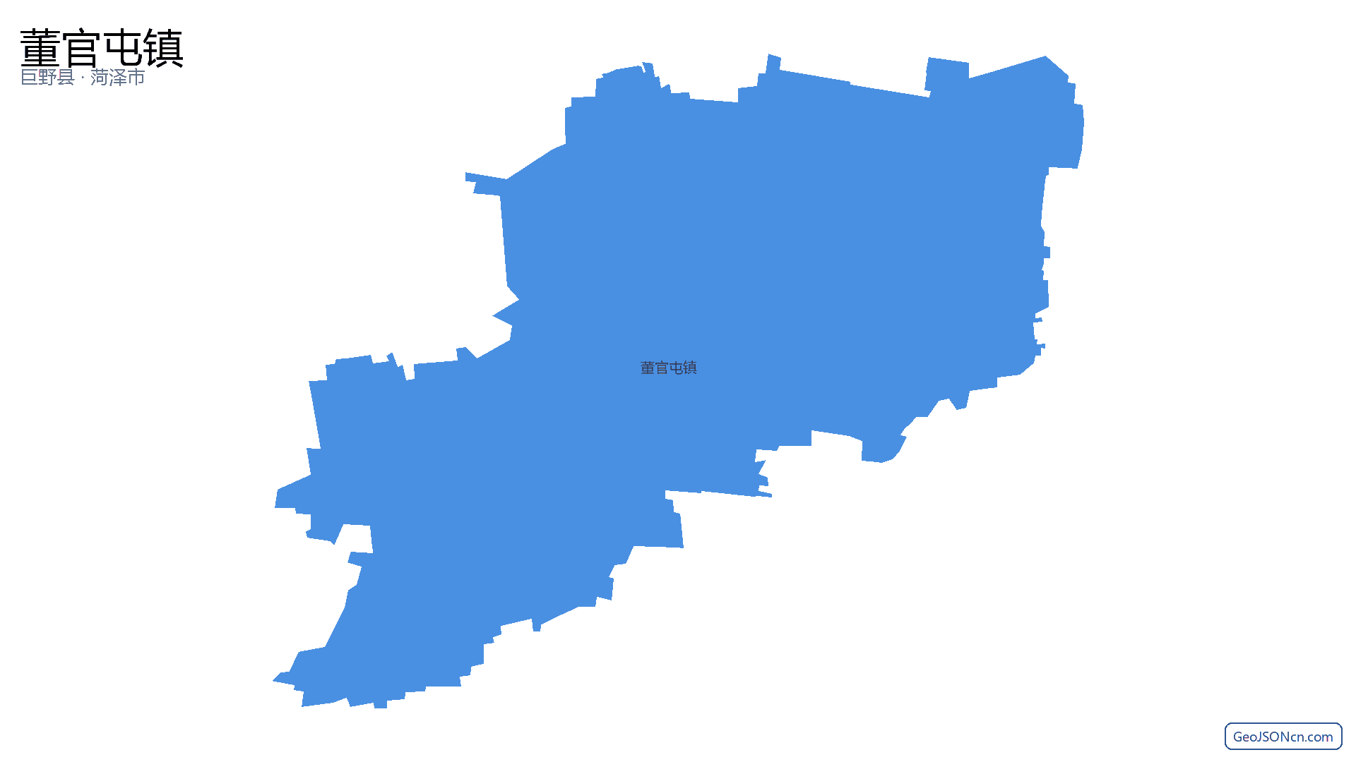 董官屯镇行政区划边界地图（巨野县·菏泽市）,提供GeoJSON、SHP矢量边界数据下载及高清地图大图(PNG/JPG) - GeoJSONcn.com