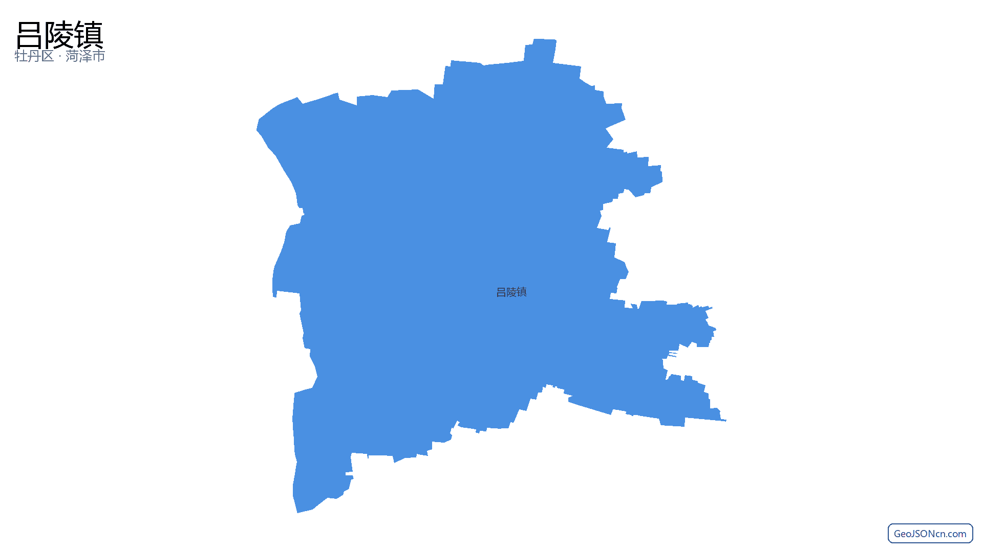 吕陵镇行政区划边界地图(牡丹区·菏泽市),提供GeoJSON、SHP矢量边界数据下载及高清地图大图(PNG/JPG) - GeoJSONcn.com