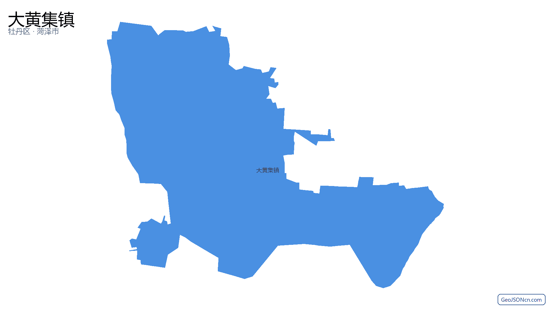 大黄集镇行政区划边界地图(牡丹区·菏泽市),提供GeoJSON、SHP矢量边界数据下载及高清地图大图(PNG/JPG) - GeoJSONcn.com