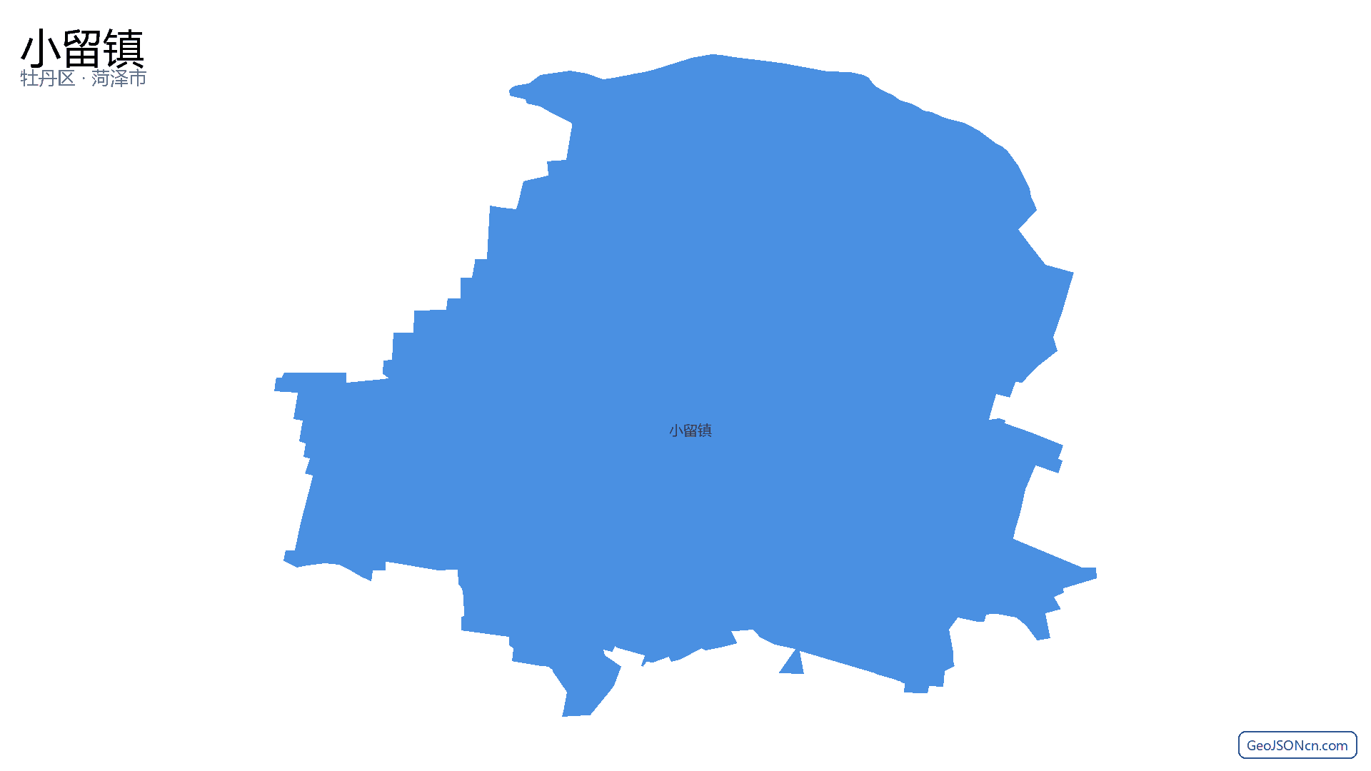 小留镇行政区划边界地图（牡丹区·菏泽市）,提供GeoJSON、SHP矢量边界数据下载及高清地图大图(PNG/JPG) - GeoJSONcn.com