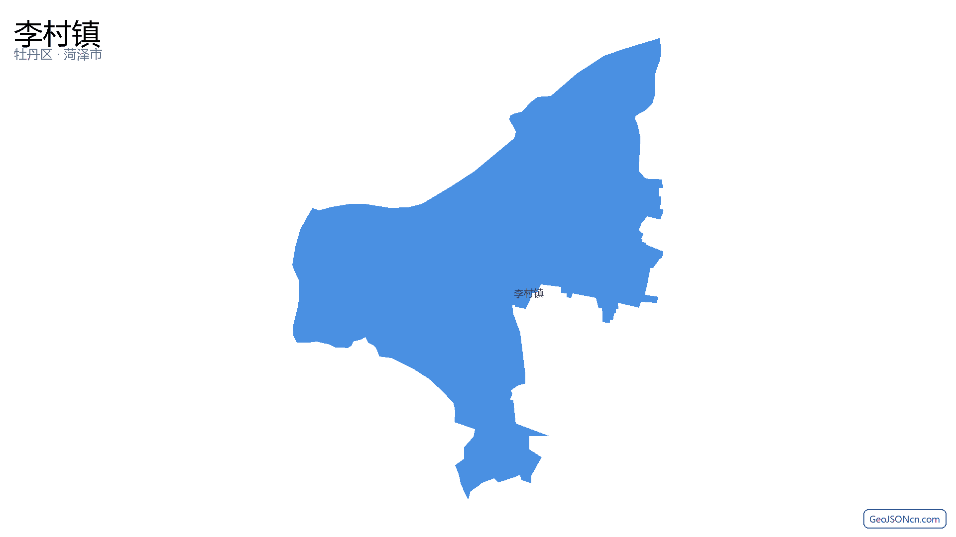 李村镇行政区划边界地图（牡丹区·菏泽市）,提供GeoJSON、SHP矢量边界数据下载及高清地图大图(PNG/JPG) - GeoJSONcn.com