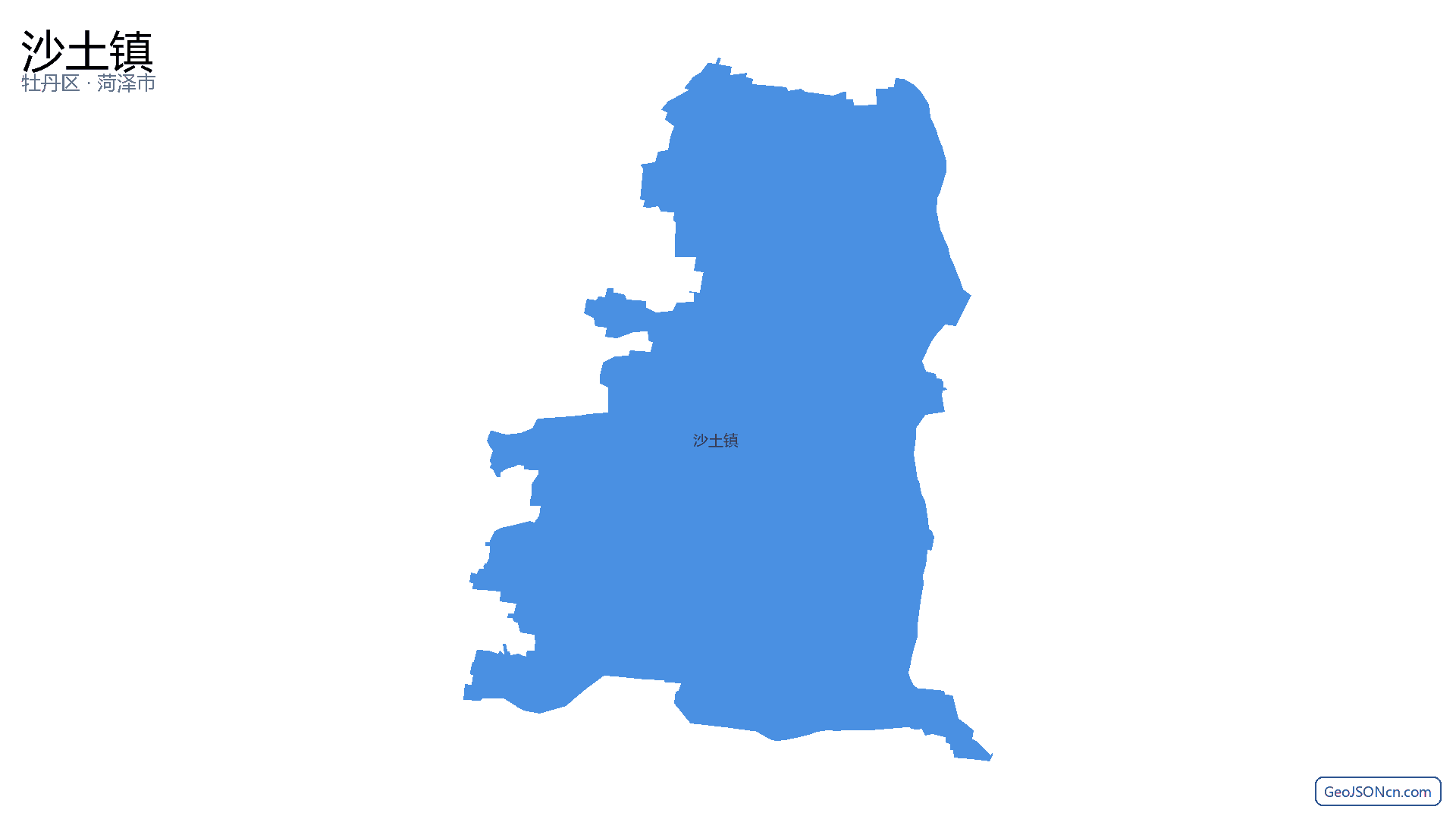 沙土镇行政区划边界地图(牡丹区·菏泽市),提供GeoJSON、SHP矢量边界数据下载及高清地图大图(PNG/JPG) - GeoJSONcn.com
