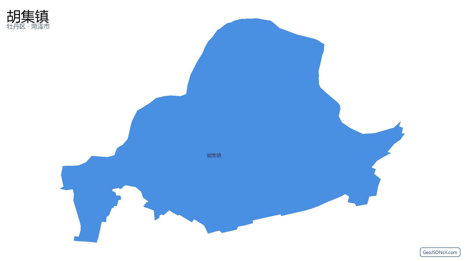 胡集镇行政区划边界地图(牡丹区·菏泽市),提供GeoJSON、SHP矢量边界数据下载及高清地图大图(PNG/JPG) - GeoJSONcn.com