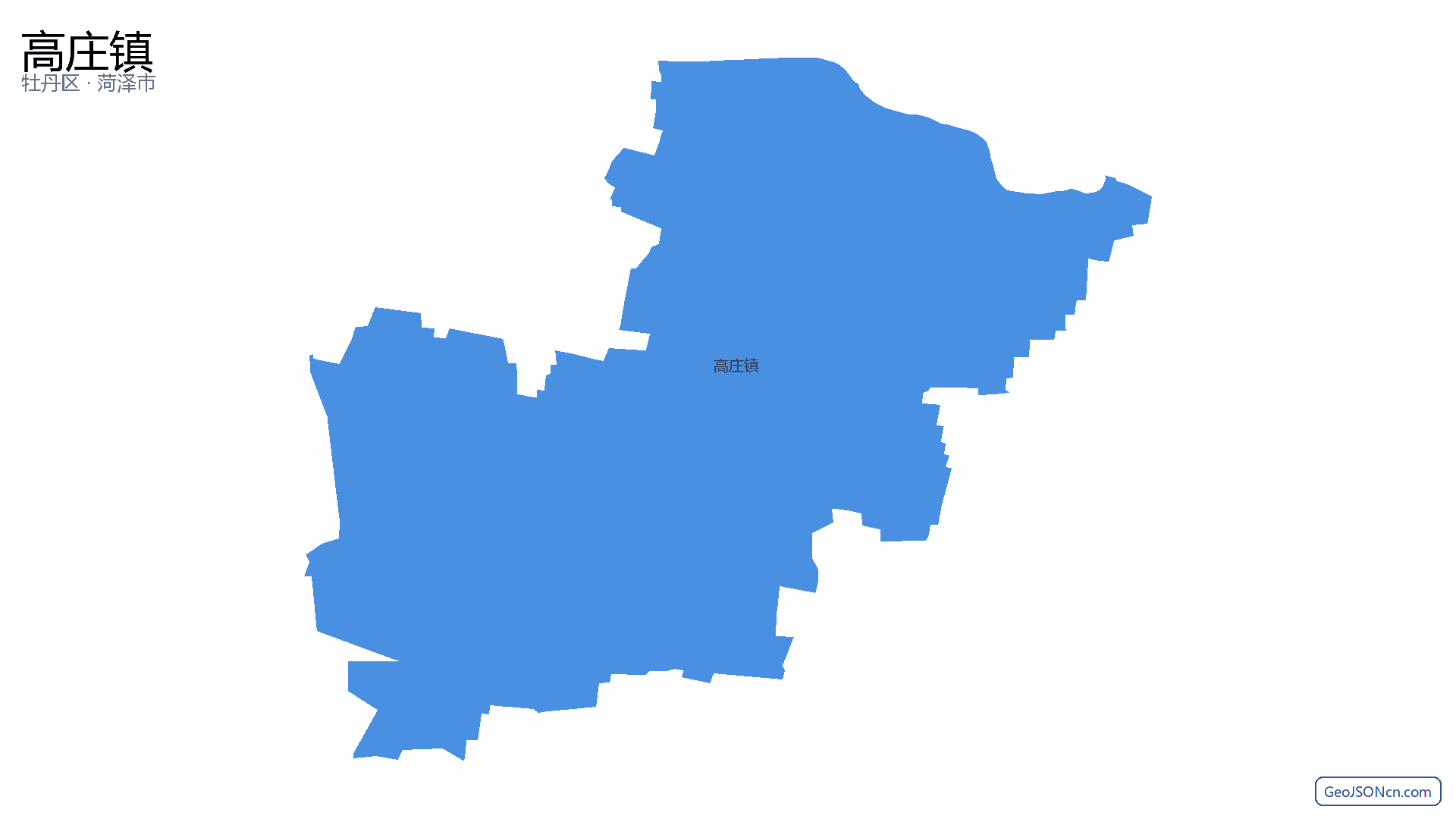 高庄镇行政区划边界地图（牡丹区·菏泽市）,提供GeoJSON、SHP矢量边界数据下载及高清地图大图(PNG/JPG) - GeoJSONcn.com
