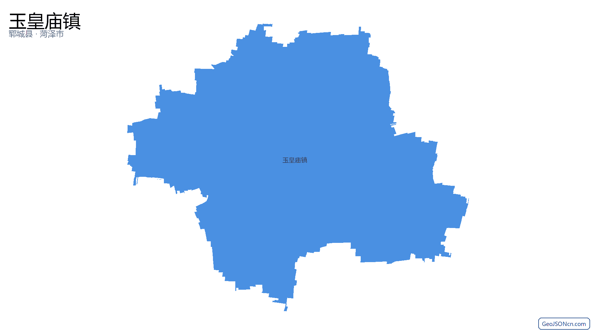 玉皇庙镇行政区划边界地图（郓城县·菏泽市）,提供GeoJSON、SHP矢量边界数据下载及高清地图大图(PNG/JPG) - GeoJSONcn.com