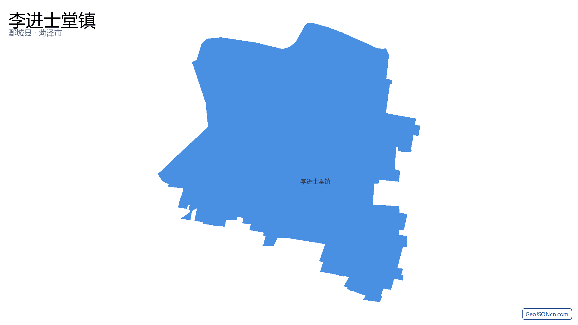 李进士堂镇行政区划边界地图(鄄城县·菏泽市),提供GeoJSON、SHP矢量边界数据下载及高清地图大图(PNG/JPG) - GeoJSONcn.com