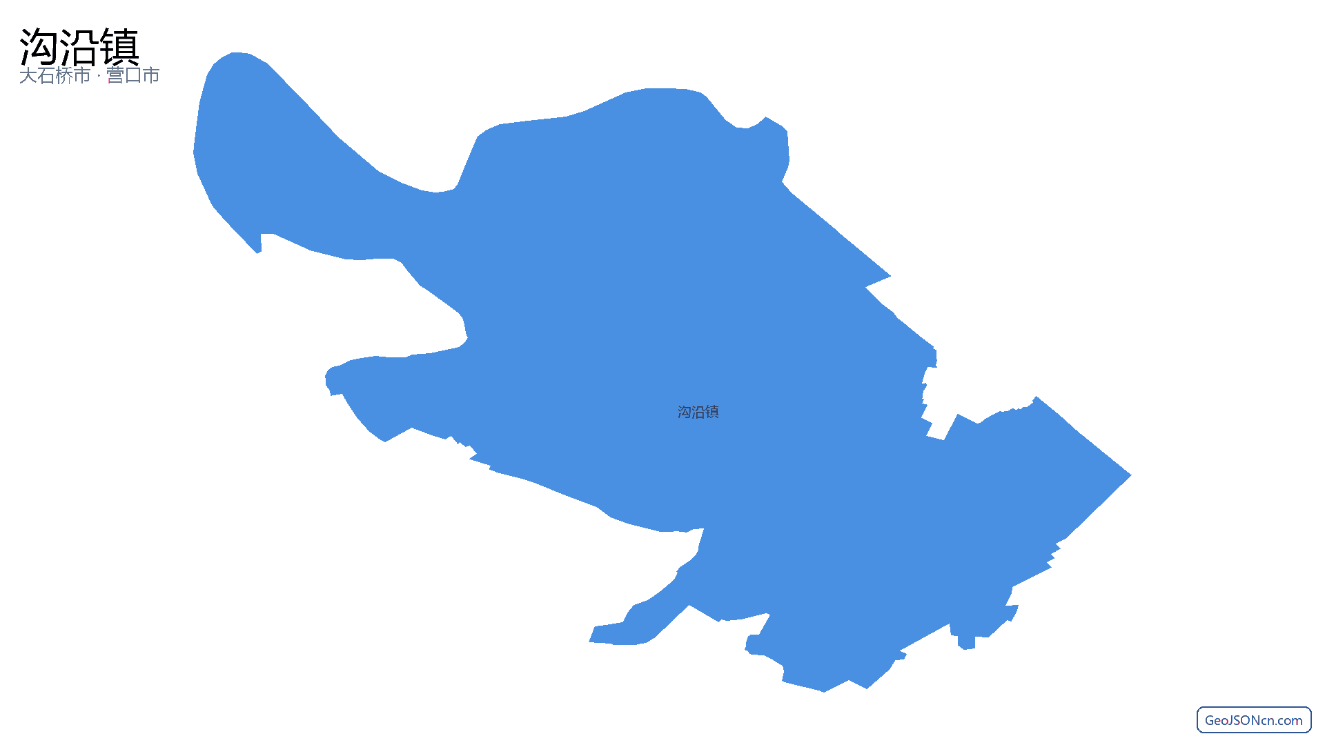 沟沿镇行政区划边界地图(大石桥市·营口市),提供GeoJSON、SHP矢量边界数据下载及高清地图大图(PNG/JPG) - GeoJSONcn.com