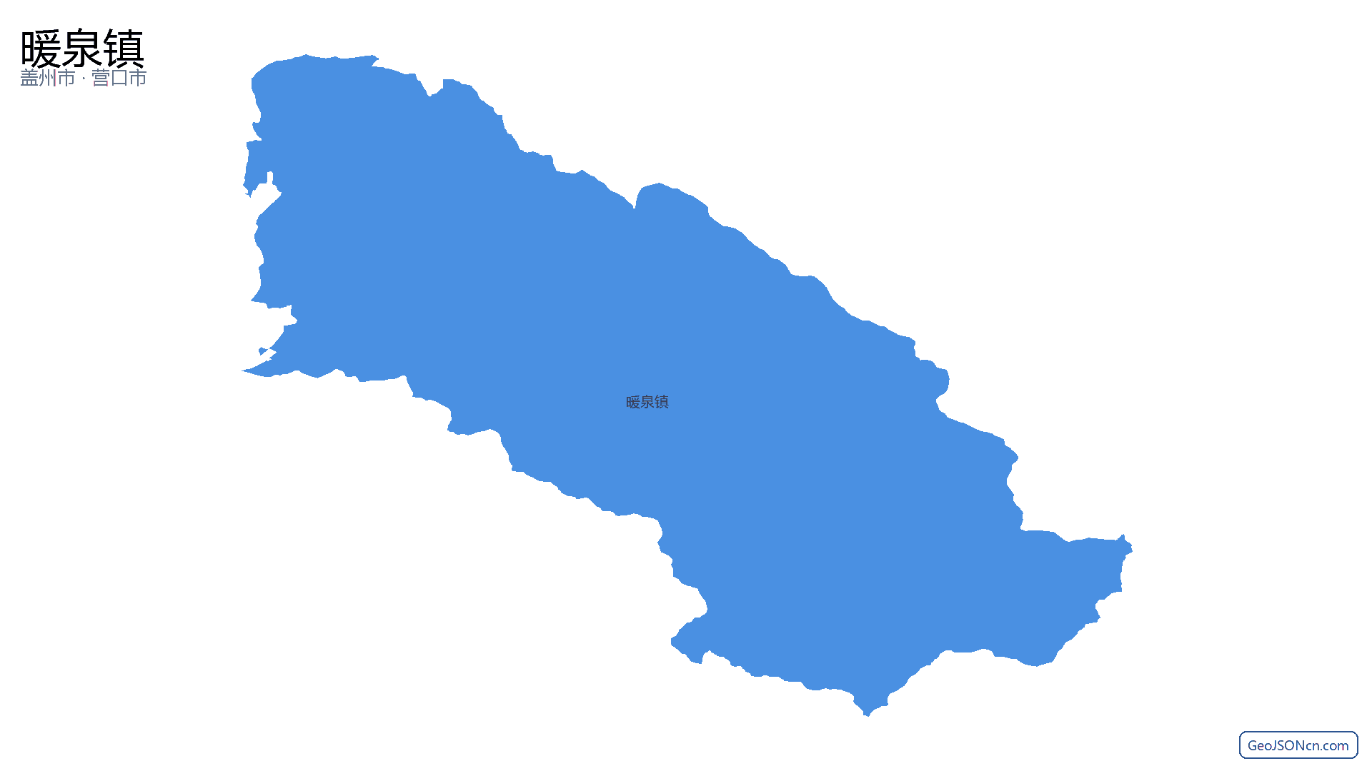 暖泉镇行政区划边界地图（盖州市·营口市）,提供GeoJSON、SHP矢量边界数据下载及高清地图大图(PNG/JPG) - GeoJSONcn.com