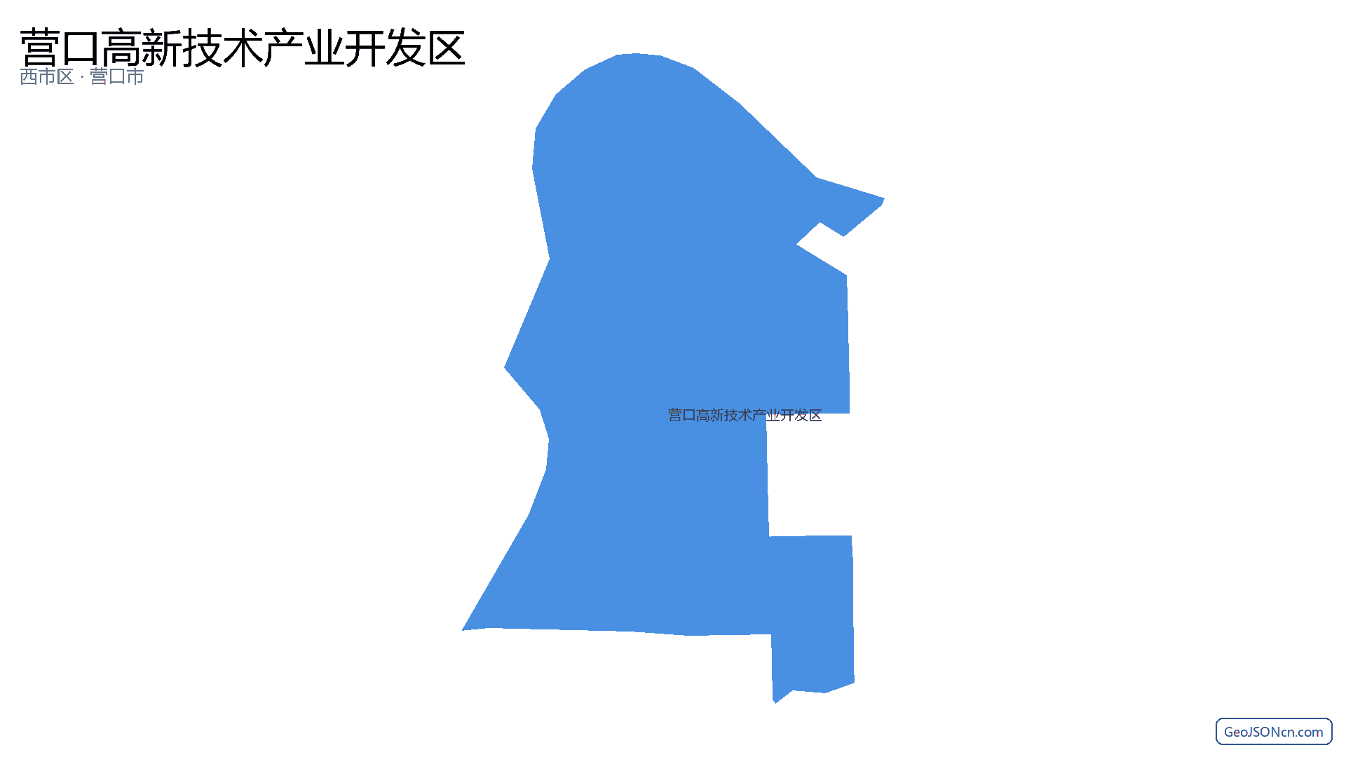 营口高新技术产业开发区行政区划边界地图（西市区·营口市）,提供GeoJSON、SHP矢量边界数据下载及高清地图大图(PNG/JPG) - GeoJSONcn.com