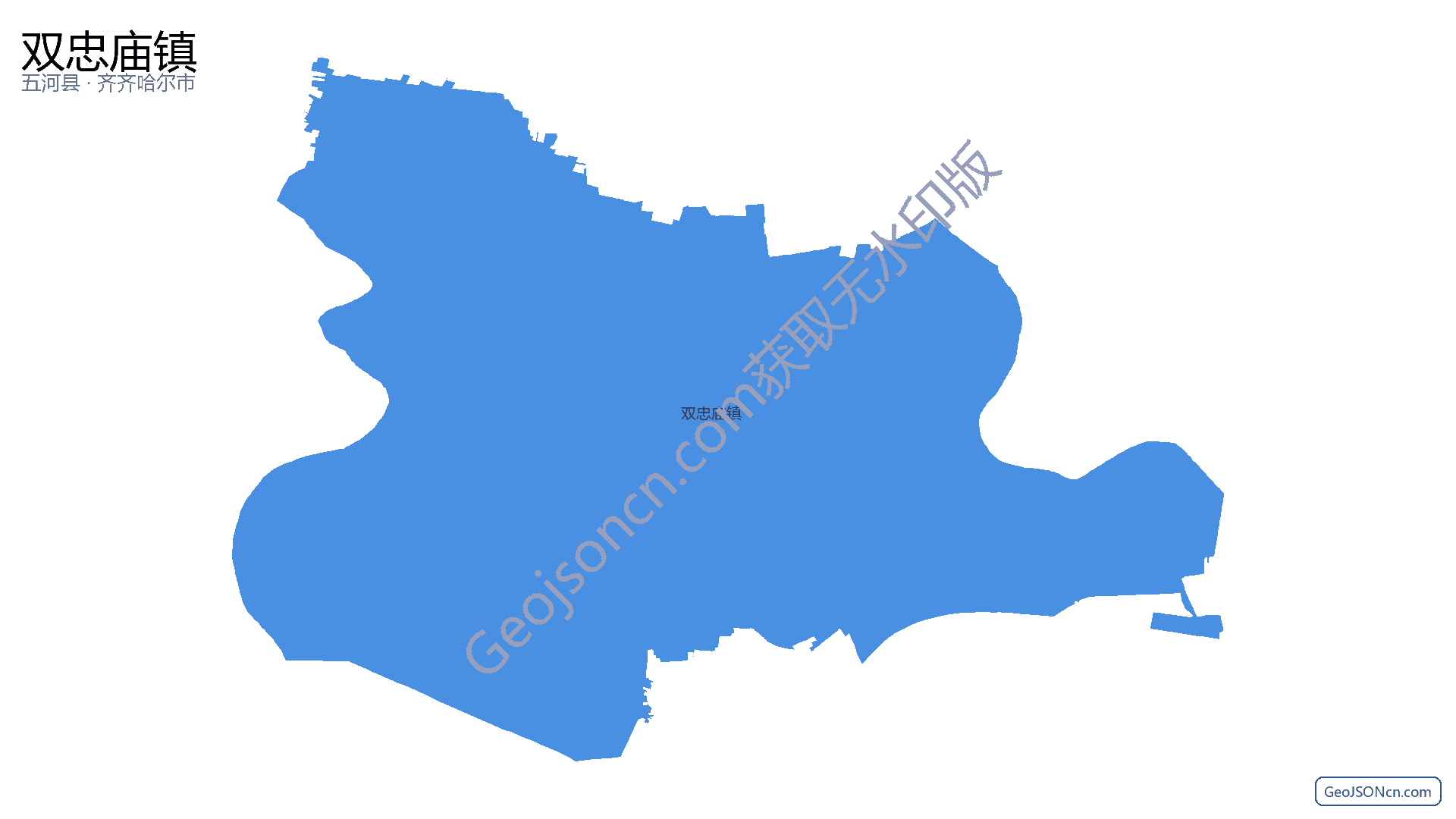 双忠庙镇行政区划边界地图（五河县·蚌埠市）,提供GeoJSON、SHP矢量边界数据下载及高清地图大图(PNG/JPG) - GeoJSONcn.com