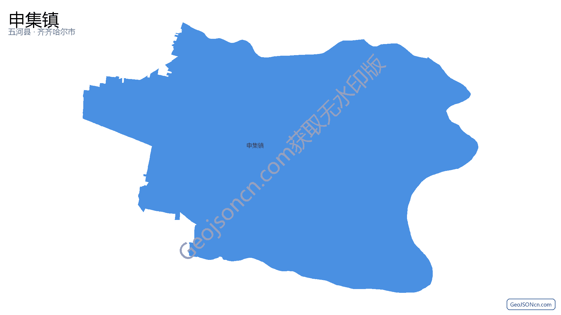 申集镇行政区划边界地图（五河县·蚌埠市）,提供GeoJSON、SHP矢量边界数据下载及高清地图大图(PNG/JPG) - GeoJSONcn.com