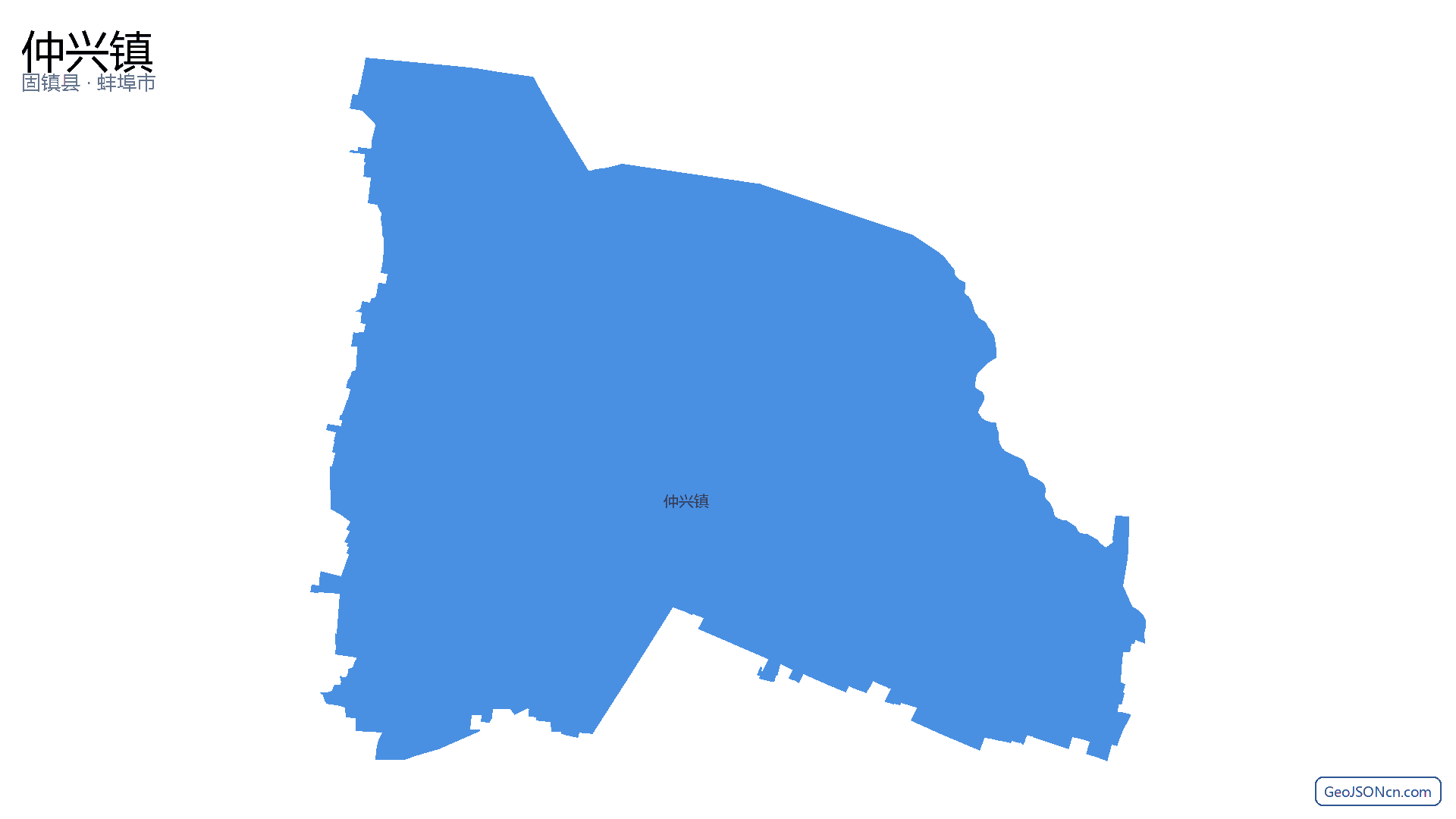 仲兴镇行政区划边界地图（固镇县·蚌埠市）,提供GeoJSON、SHP矢量边界数据下载及高清地图大图(PNG/JPG) - GeoJSONcn.com