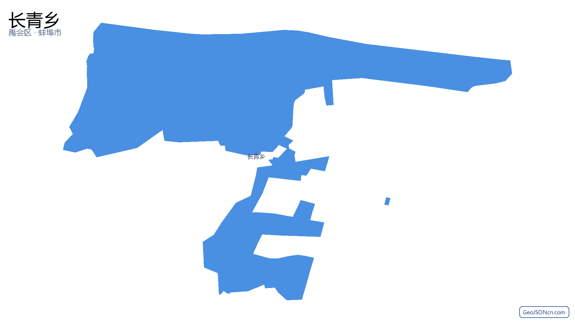 长青乡行政区划边界地图（禹会区·蚌埠市）,提供GeoJSON、SHP矢量边界数据下载及高清地图大图(PNG/JPG) - GeoJSONcn.com
