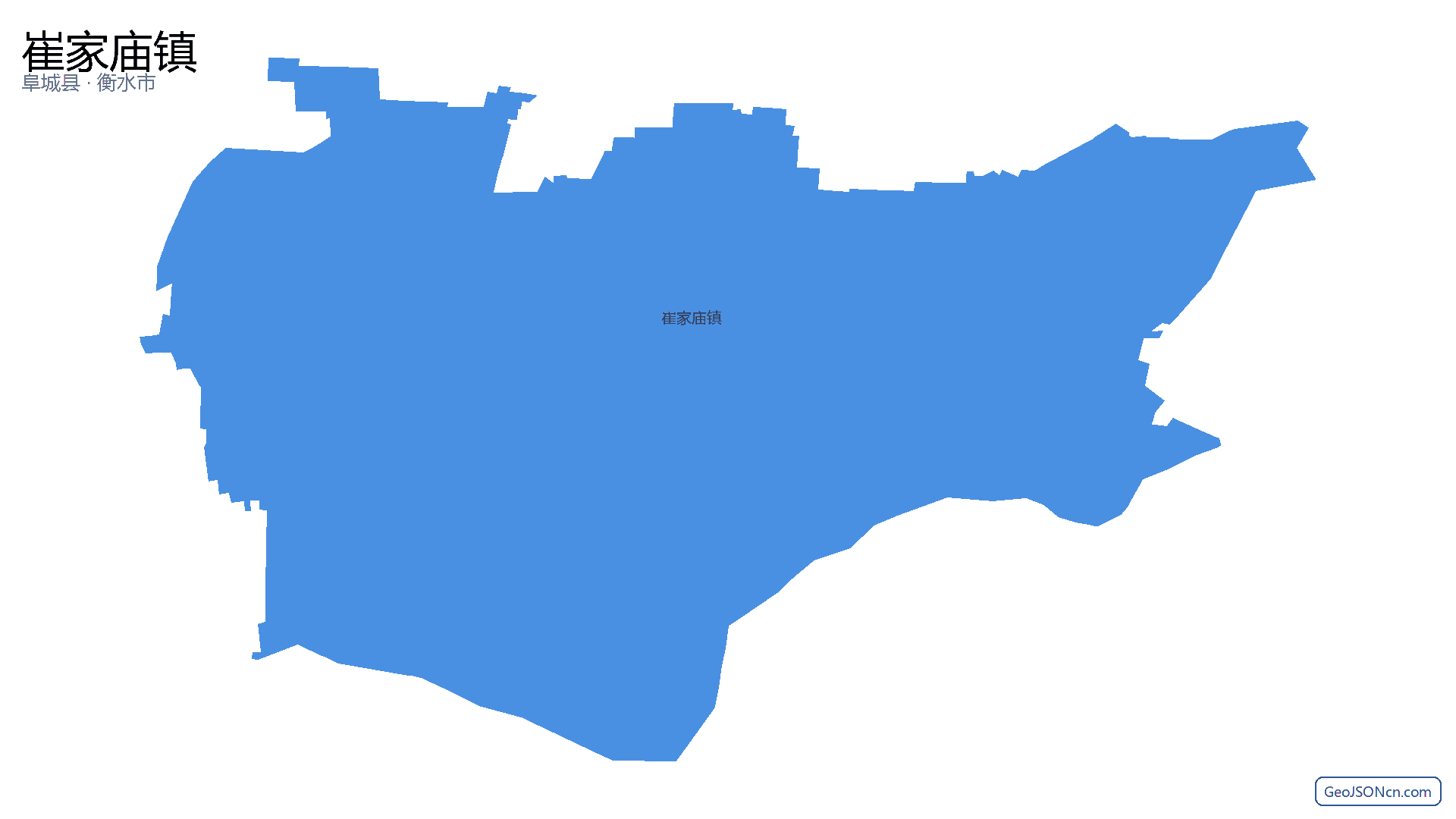 崔家庙镇行政区划边界地图（阜城县·衡水市）,提供GeoJSON、SHP矢量边界数据下载及高清地图大图(PNG/JPG) - GeoJSONcn.com