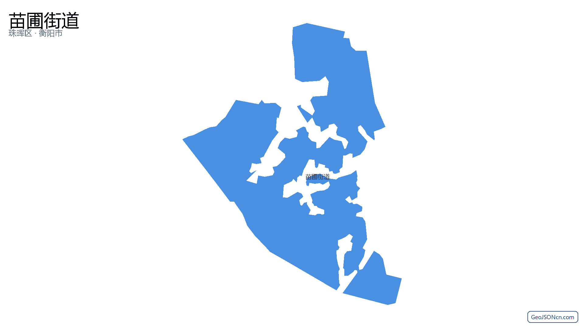 苗圃街道行政区划边界地图(珠晖区·衡阳市),提供GeoJSON、SHP矢量边界数据下载及高清地图大图(PNG/JPG) - GeoJSONcn.com