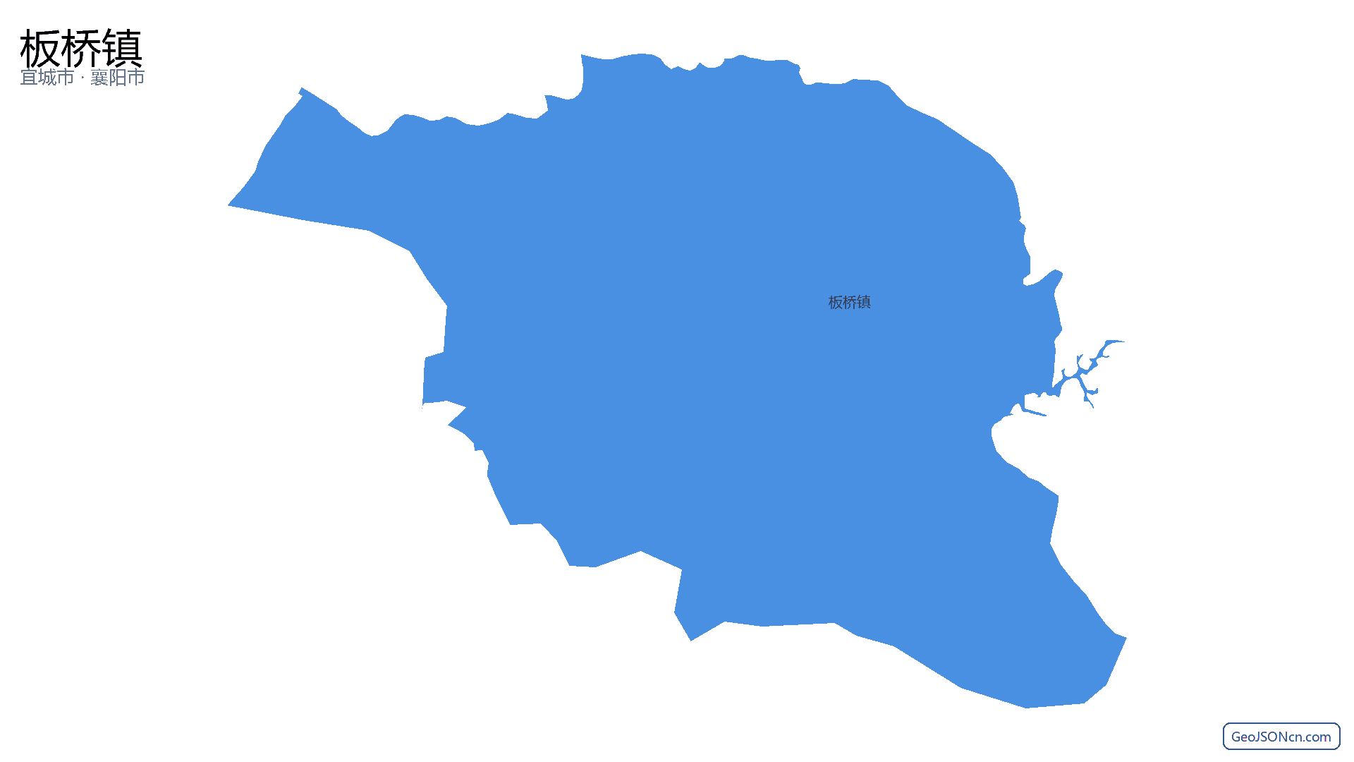 板桥镇行政区划边界地图（宜城市·襄阳市）,提供GeoJSON、SHP矢量边界数据下载及高清地图大图(PNG/JPG) - GeoJSONcn.com