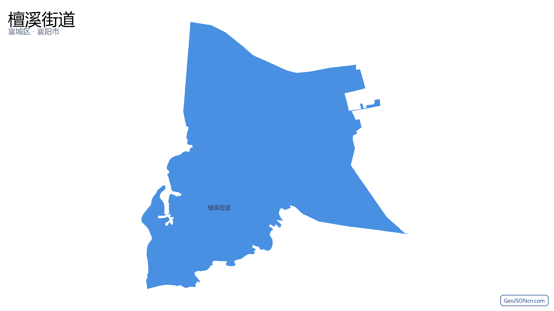 檀溪街道行政区划边界地图(襄城区·襄阳市),提供GeoJSON、SHP矢量边界数据下载及高清地图大图(PNG/JPG) - GeoJSONcn.com