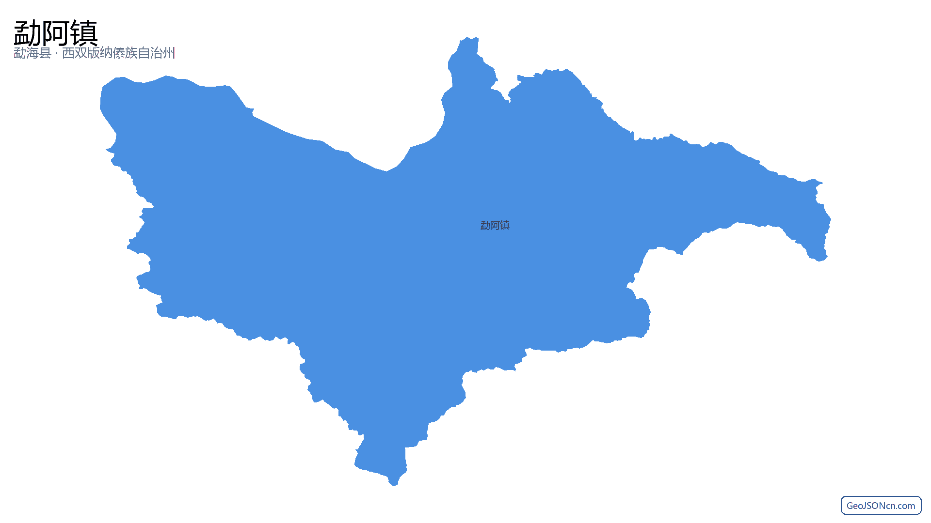 勐阿镇行政区划边界地图（勐海县·西双版纳傣族自治州）,提供GeoJSON、SHP矢量边界数据下载及高清地图大图(PNG/JPG) - GeoJSONcn.com