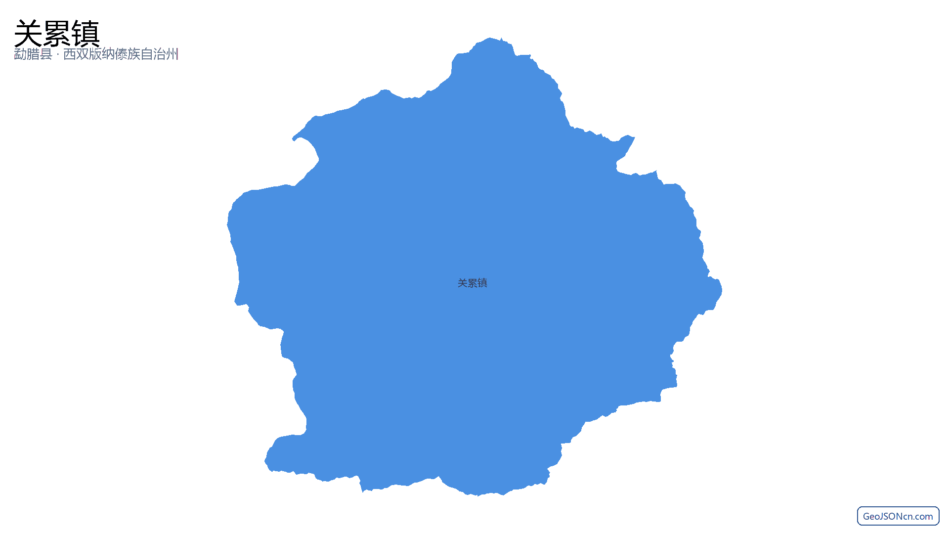 关累镇行政区划边界地图（勐腊县·西双版纳傣族自治州）,提供GeoJSON、SHP矢量边界数据下载及高清地图大图(PNG/JPG) - GeoJSONcn.com