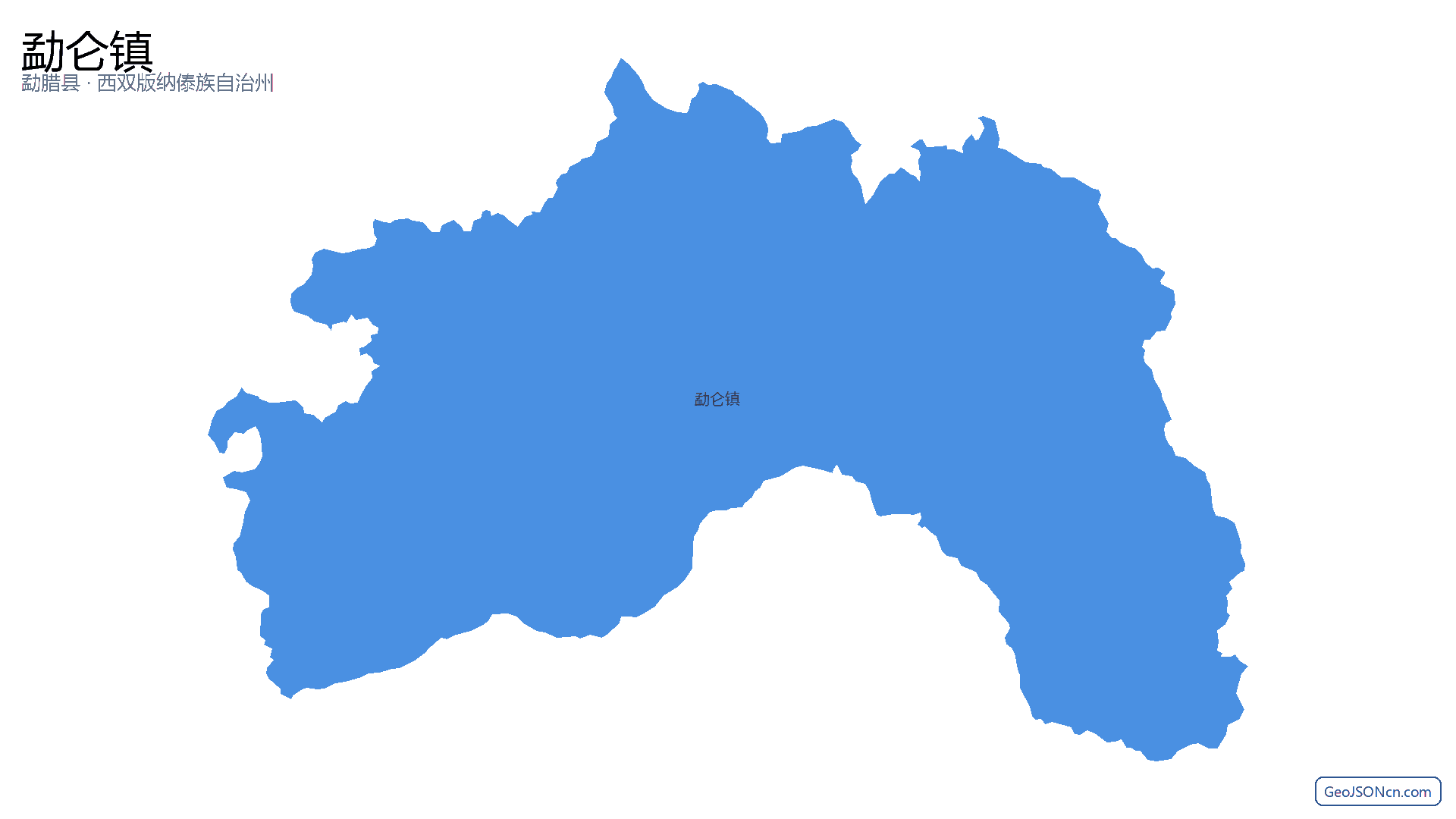 勐仑镇行政区划边界地图（勐腊县·西双版纳傣族自治州）,提供GeoJSON、SHP矢量边界数据下载及高清地图大图(PNG/JPG) - GeoJSONcn.com