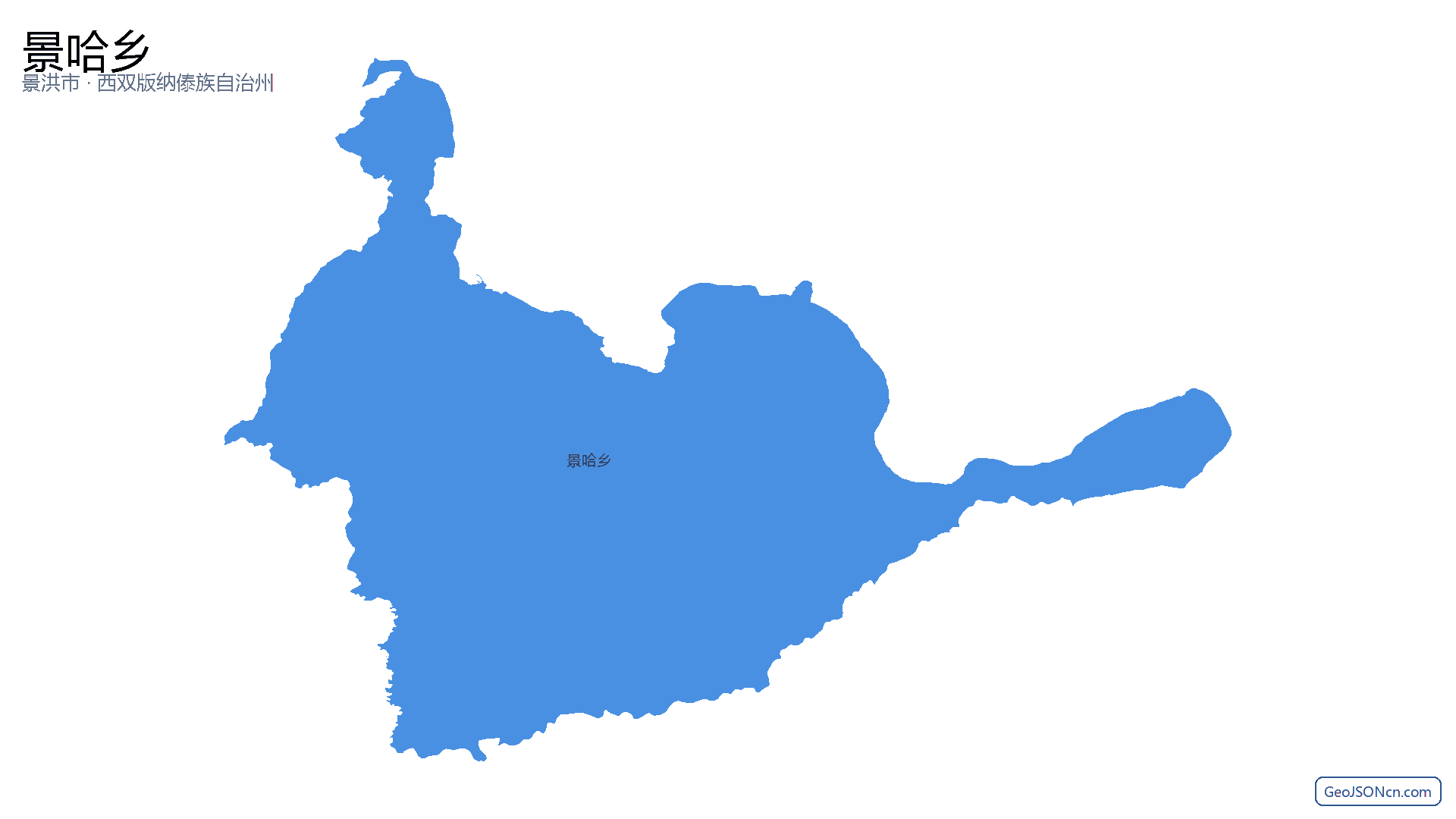 景哈乡行政区划边界地图（景洪市·西双版纳傣族自治州）,提供GeoJSON、SHP矢量边界数据下载及高清地图大图(PNG/JPG) - GeoJSONcn.com