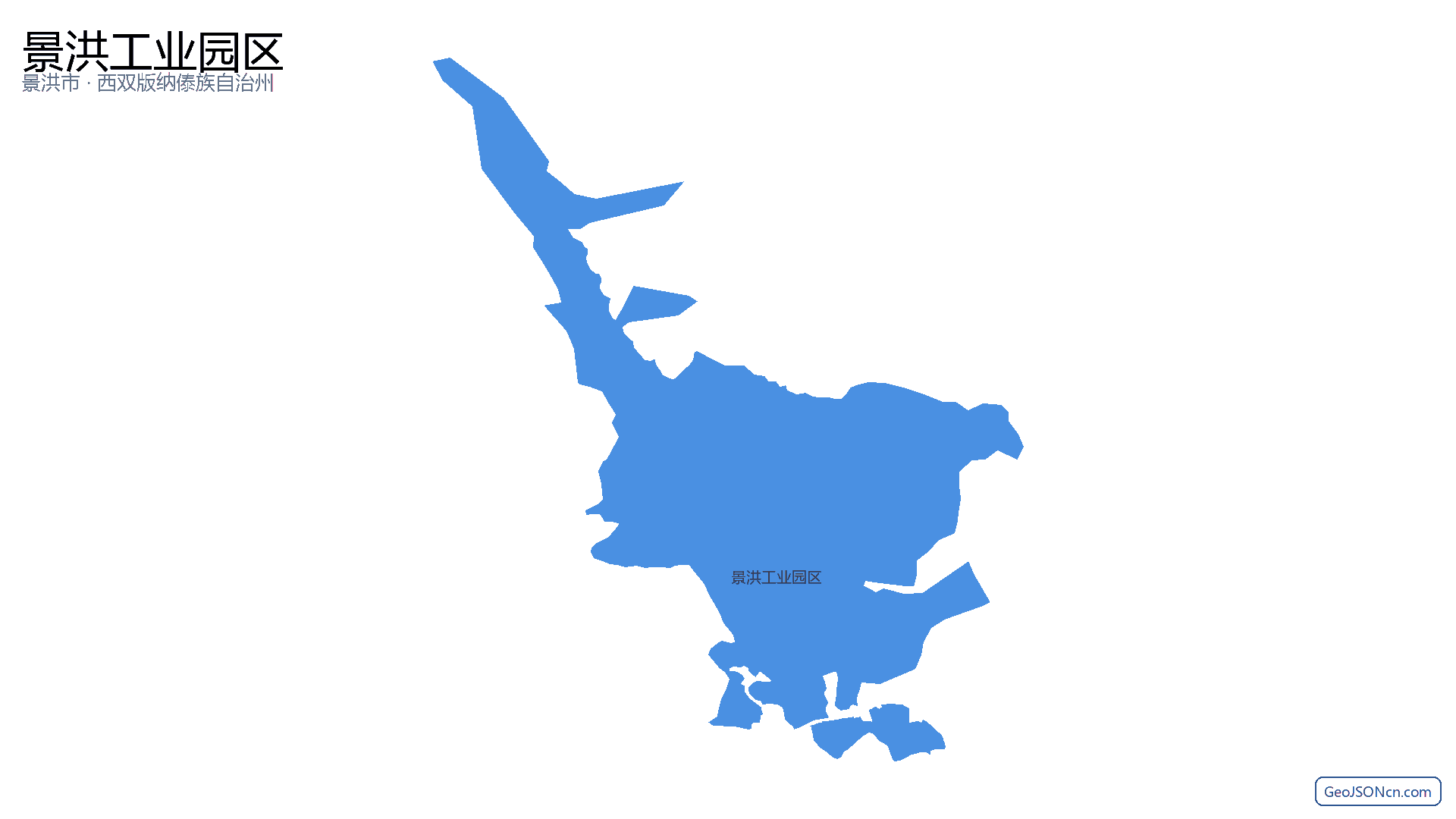 景洪工业园区行政区划边界地图（景洪市·西双版纳傣族自治州）,提供GeoJSON、SHP矢量边界数据下载及高清地图大图(PNG/JPG) - GeoJSONcn.com