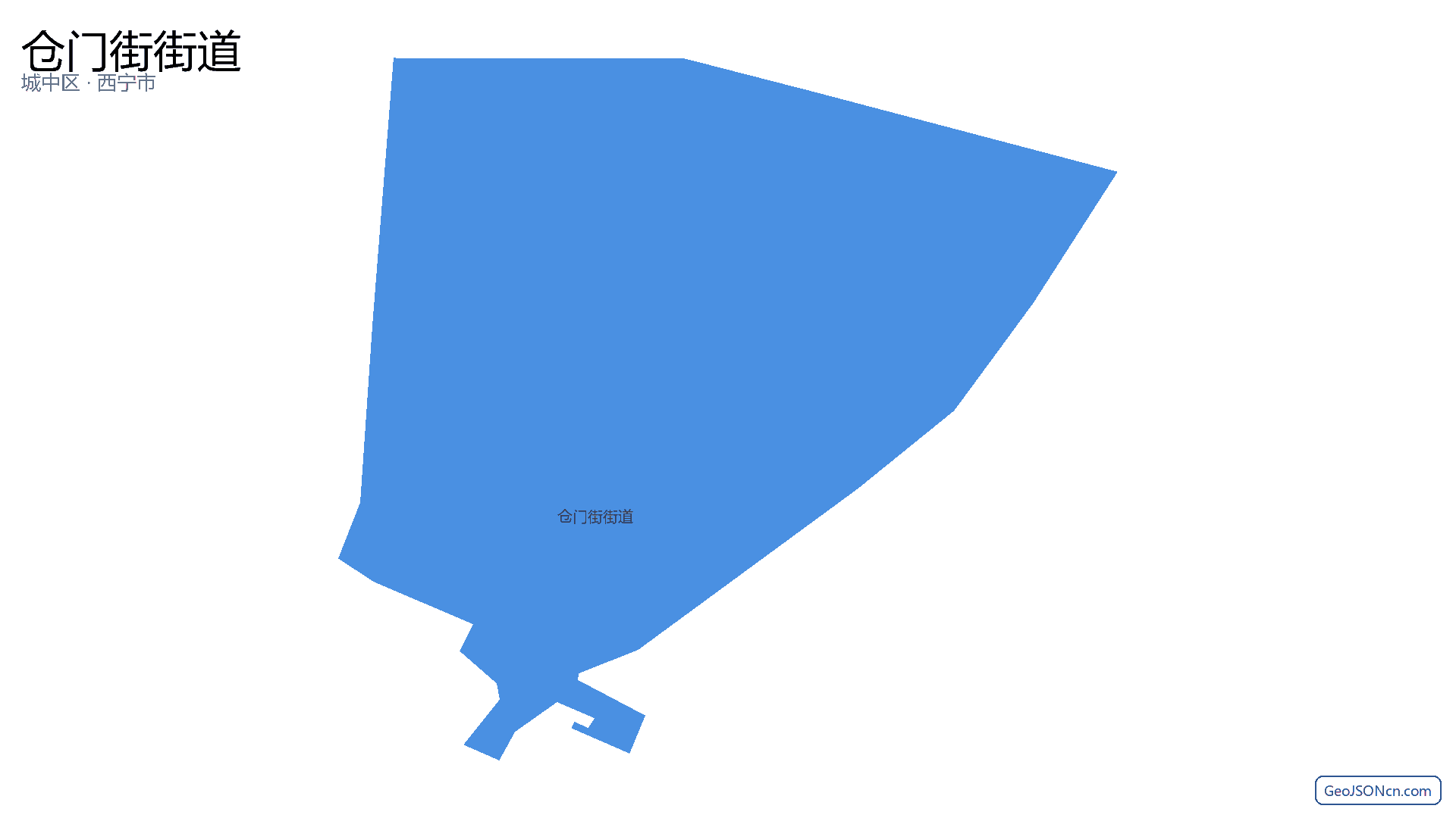 仓门街街道行政区划边界地图(城中区·西宁市),提供GeoJSON、SHP矢量边界数据下载及高清地图大图(PNG/JPG) - GeoJSONcn.com