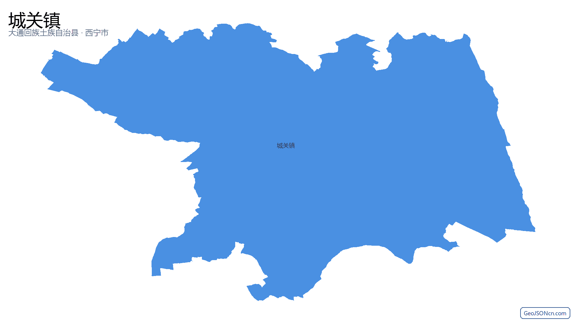 城关镇行政区划边界地图（大通回族土族自治县·西宁市）,提供GeoJSON、SHP矢量边界数据下载及高清地图大图(PNG/JPG) - GeoJSONcn.com
