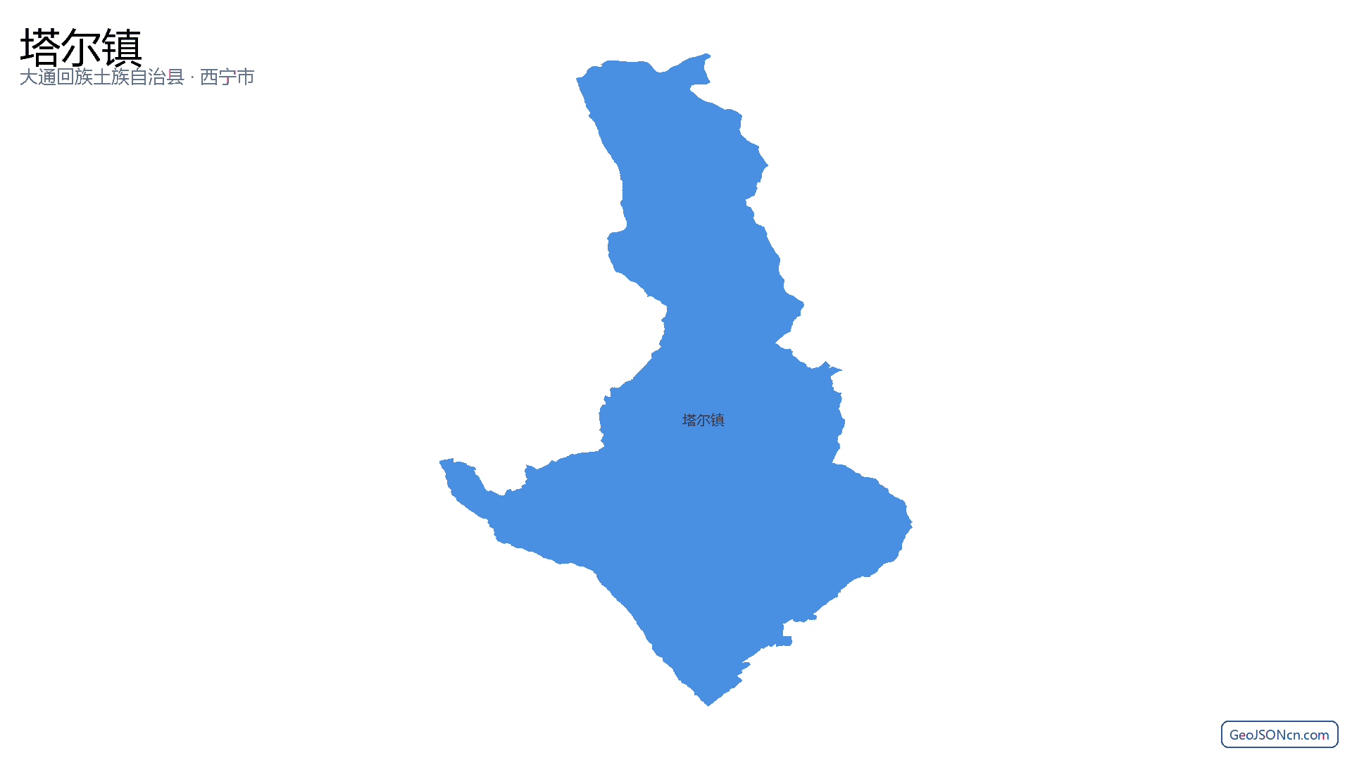 塔尔镇行政区划边界地图(大通回族土族自治县·西宁市),提供GeoJSON、SHP矢量边界数据下载及高清地图大图(PNG/JPG) - GeoJSONcn.com