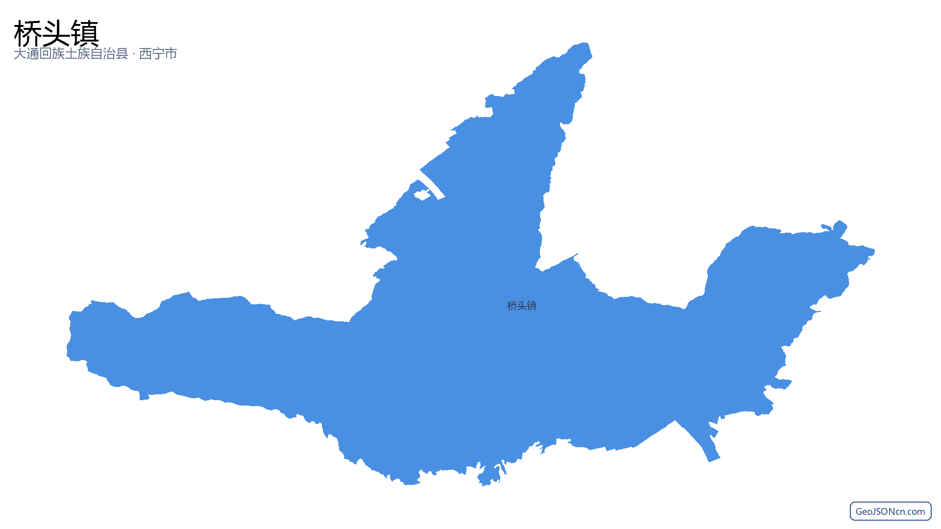 桥头镇行政区划边界地图（大通回族土族自治县·西宁市）,提供GeoJSON、SHP矢量边界数据下载及高清地图大图(PNG/JPG) - GeoJSONcn.com