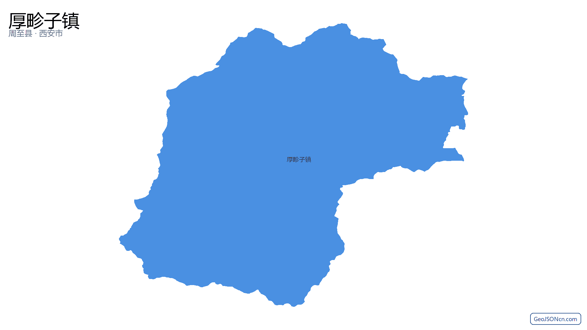 厚畛子镇行政区划边界地图(周至县·西安市),提供GeoJSON、SHP矢量边界数据下载及高清地图大图(PNG/JPG) - GeoJSONcn.com