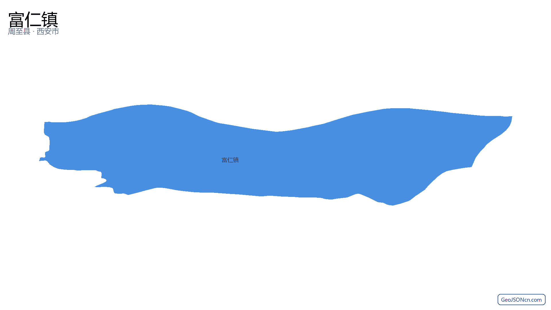 富仁镇行政区划边界地图(周至县·西安市),提供GeoJSON、SHP矢量边界数据下载及高清地图大图(PNG/JPG) - GeoJSONcn.com