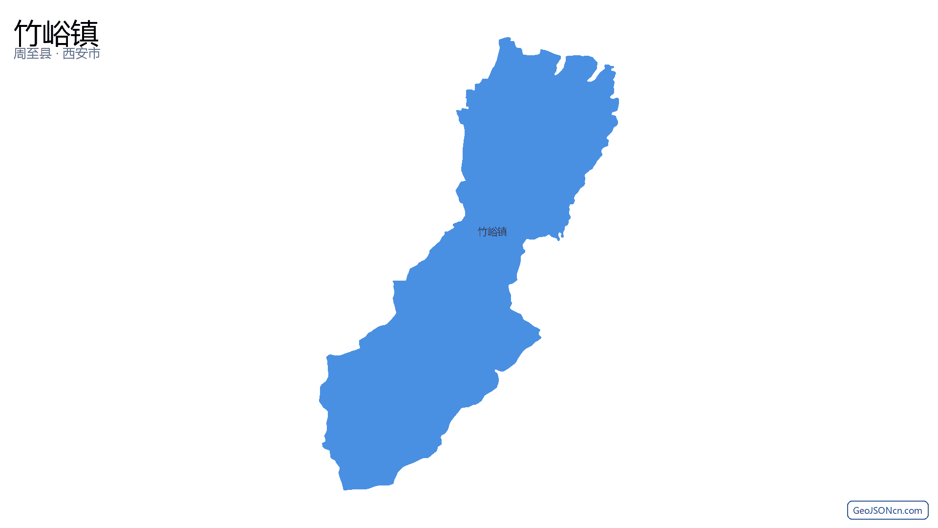 竹峪镇行政区划边界地图(周至县·西安市),提供GeoJSON、SHP矢量边界数据下载及高清地图大图(PNG/JPG) - GeoJSONcn.com