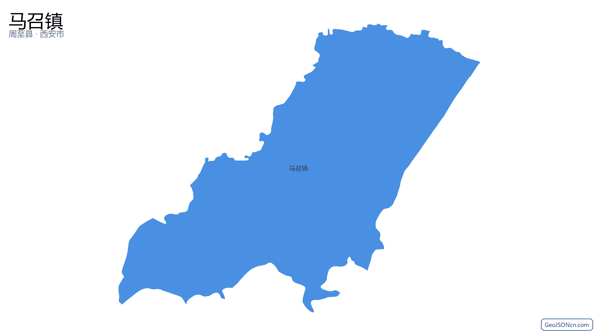 马召镇行政区划边界地图（周至县·西安市）,提供GeoJSON、SHP矢量边界数据下载及高清地图大图(PNG/JPG) - GeoJSONcn.com