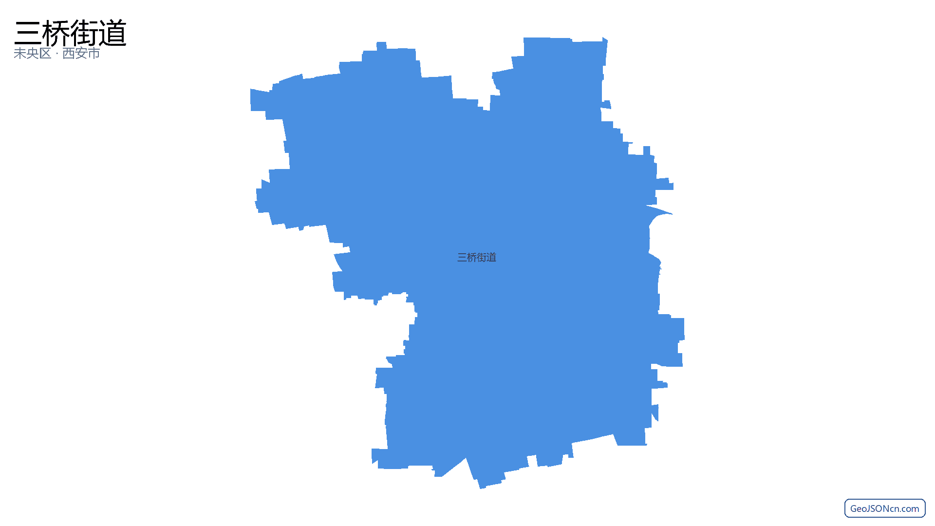 三桥街道行政区划边界地图（未央区·西安市）,提供GeoJSON、SHP矢量边界数据下载及高清地图大图(PNG/JPG) - GeoJSONcn.com