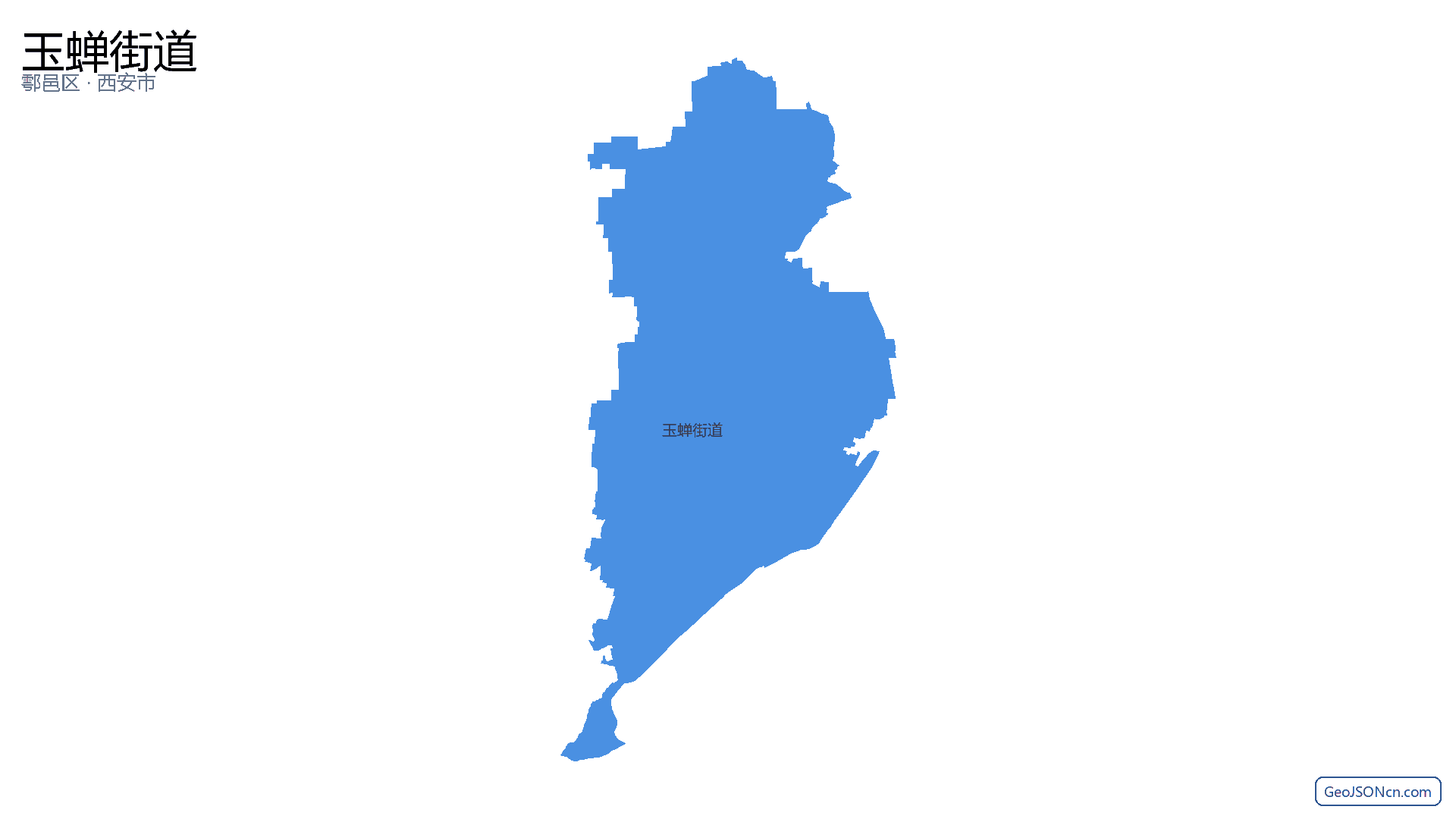 玉蝉街道行政区划边界地图（鄠邑区·西安市）,提供GeoJSON、SHP矢量边界数据下载及高清地图大图(PNG/JPG) - GeoJSONcn.com