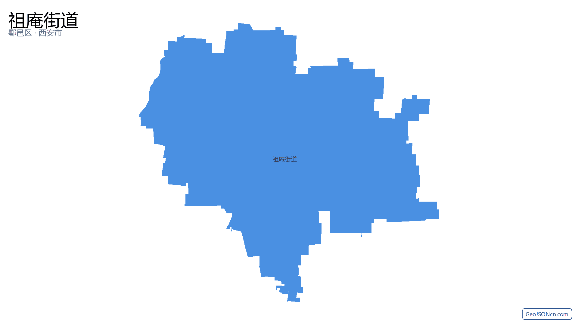 祖庵街道行政区划边界地图(鄠邑区·西安市),提供GeoJSON、SHP矢量边界数据下载及高清地图大图(PNG/JPG) - GeoJSONcn.com