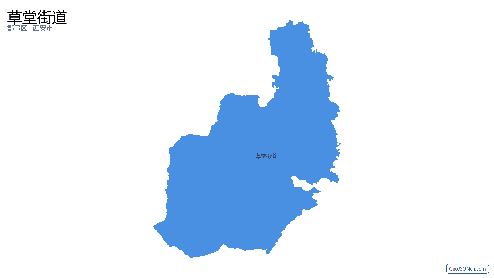 草堂街道行政区划边界地图(鄠邑区·西安市),提供GeoJSON、SHP矢量边界数据下载及高清地图大图(PNG/JPG) - GeoJSONcn.com