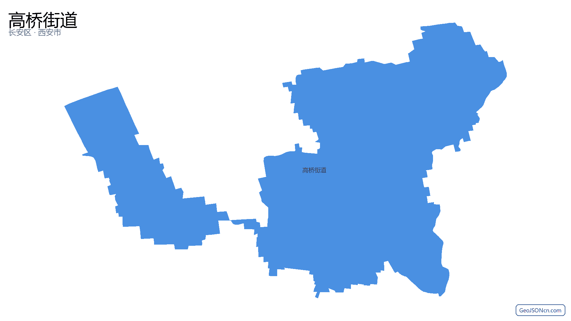 高桥街道行政区划边界地图（长安区·西安市）,提供GeoJSON、SHP矢量边界数据下载及高清地图大图(PNG/JPG) - GeoJSONcn.com