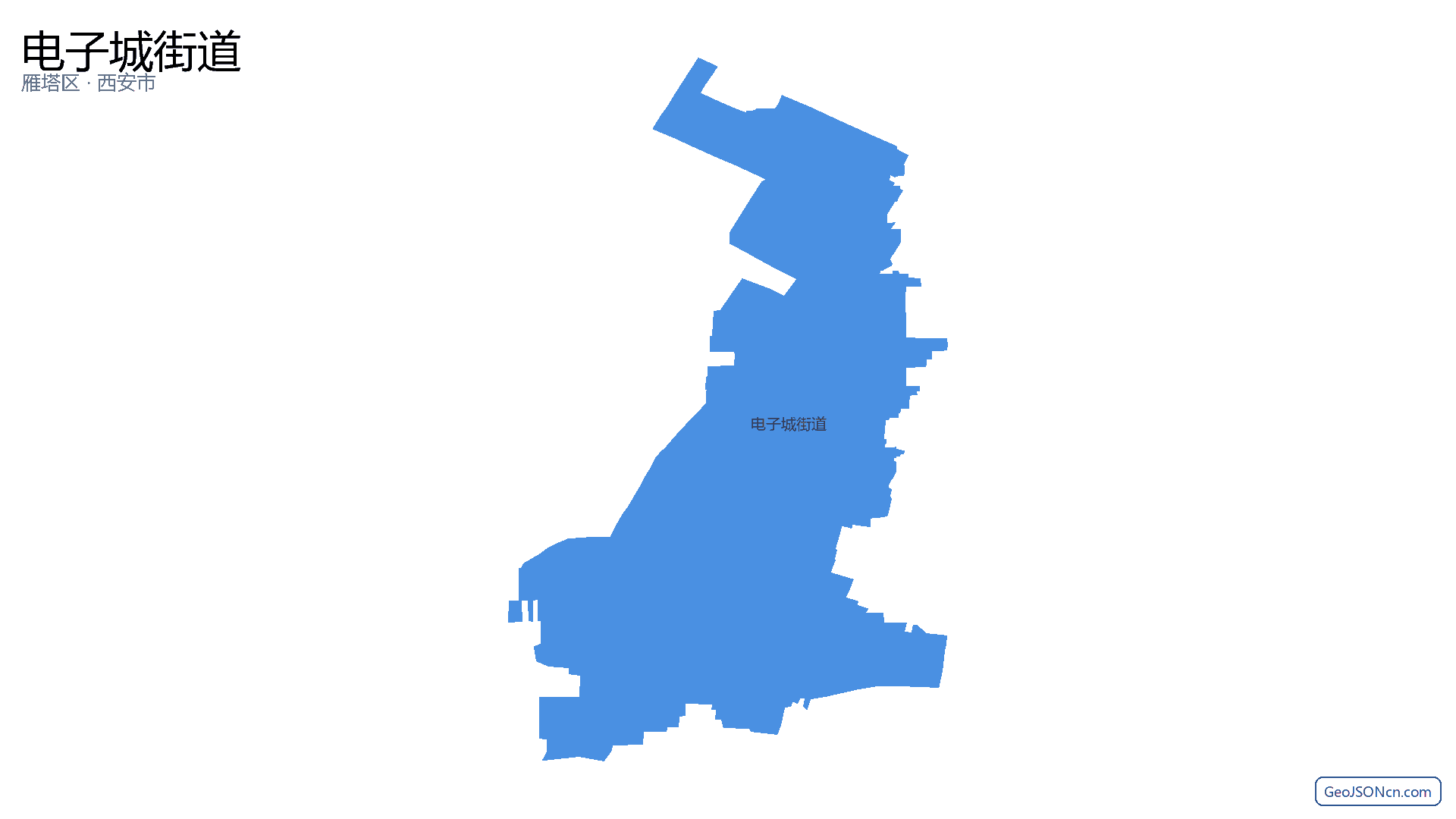 电子城街道行政区划边界地图(雁塔区·西安市),提供GeoJSON、SHP矢量边界数据下载及高清地图大图(PNG/JPG) - GeoJSONcn.com