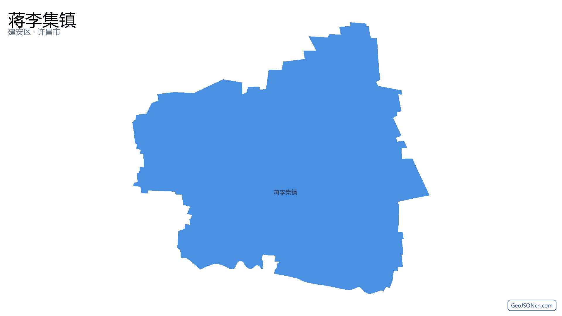 蒋李集镇行政区划边界地图(建安区·许昌市),提供GeoJSON、SHP矢量边界数据下载及高清地图大图(PNG/JPG) - GeoJSONcn.com
