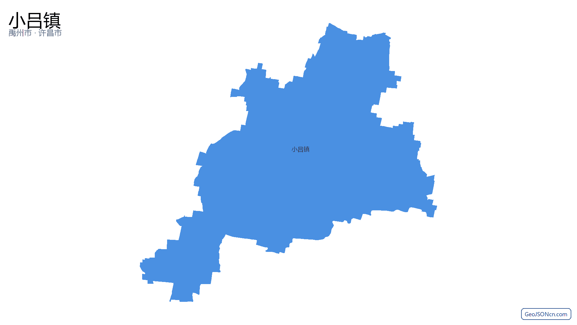 小吕镇行政区划边界地图(禹州市·许昌市),提供GeoJSON、SHP矢量边界数据下载及高清地图大图(PNG/JPG) - GeoJSONcn.com