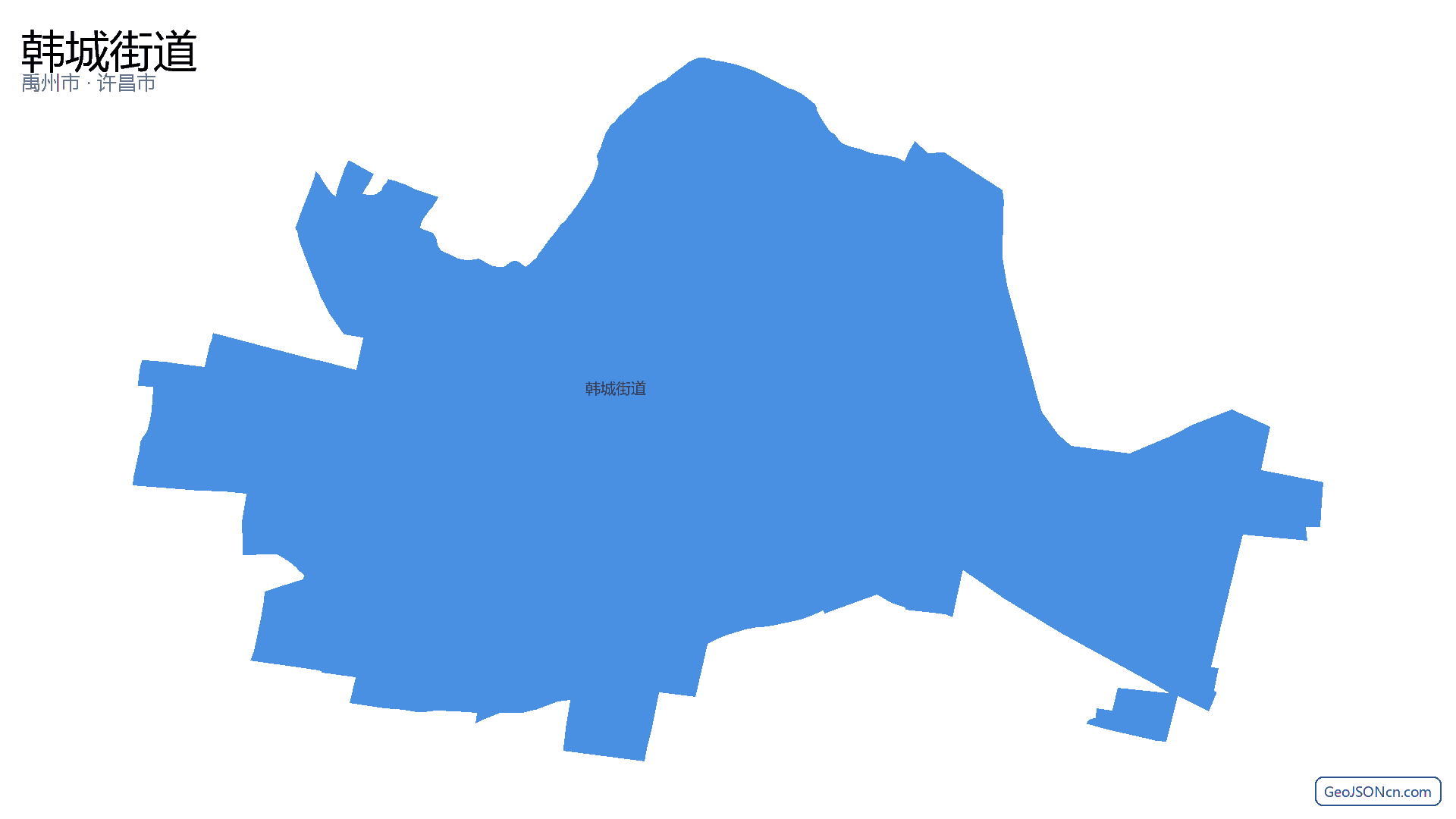 韩城街道行政区划边界地图(禹州市·许昌市),提供GeoJSON、SHP矢量边界数据下载及高清地图大图(PNG/JPG) - GeoJSONcn.com