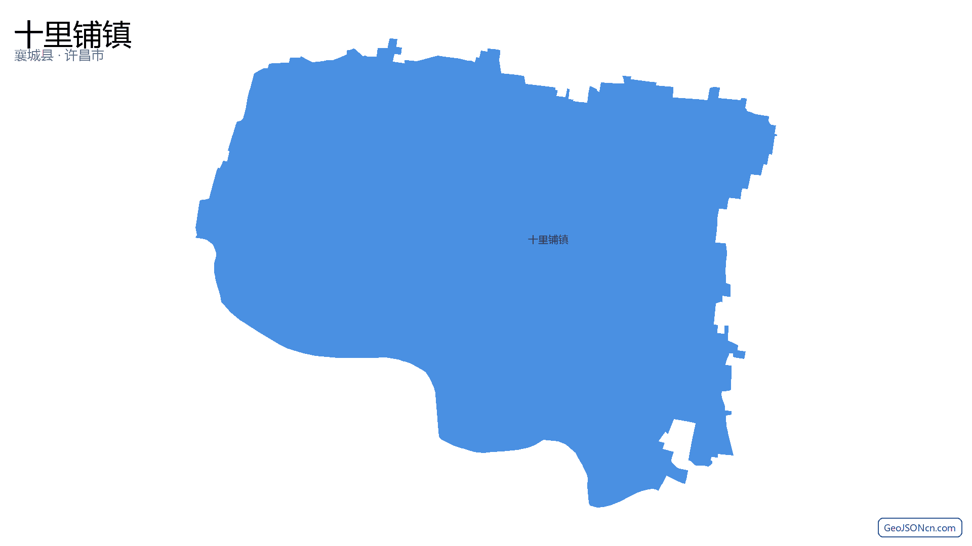 十里铺镇行政区划边界地图(襄城县·许昌市),提供GeoJSON、SHP矢量边界数据下载及高清地图大图(PNG/JPG) - GeoJSONcn.com