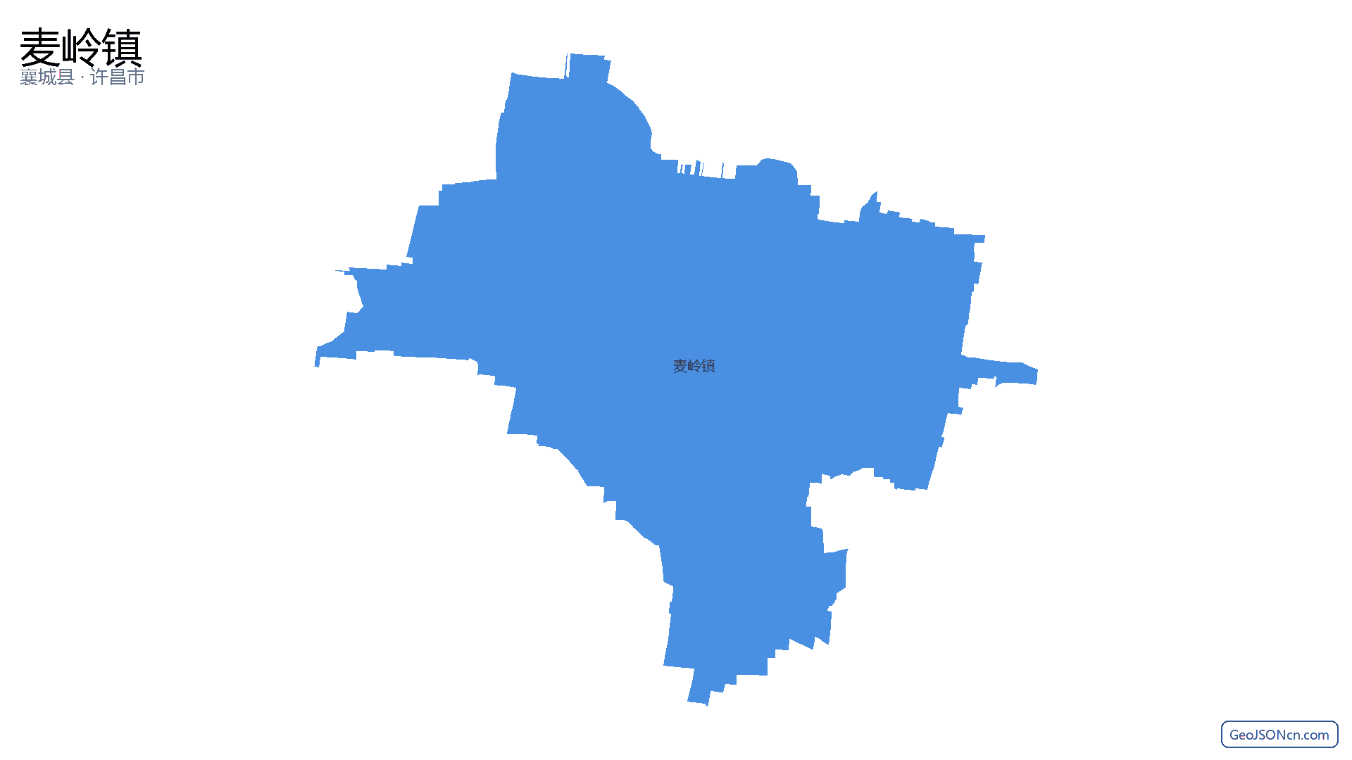麦岭镇行政区划边界地图(襄城县·许昌市),提供GeoJSON、SHP矢量边界数据下载及高清地图大图(PNG/JPG) - GeoJSONcn.com