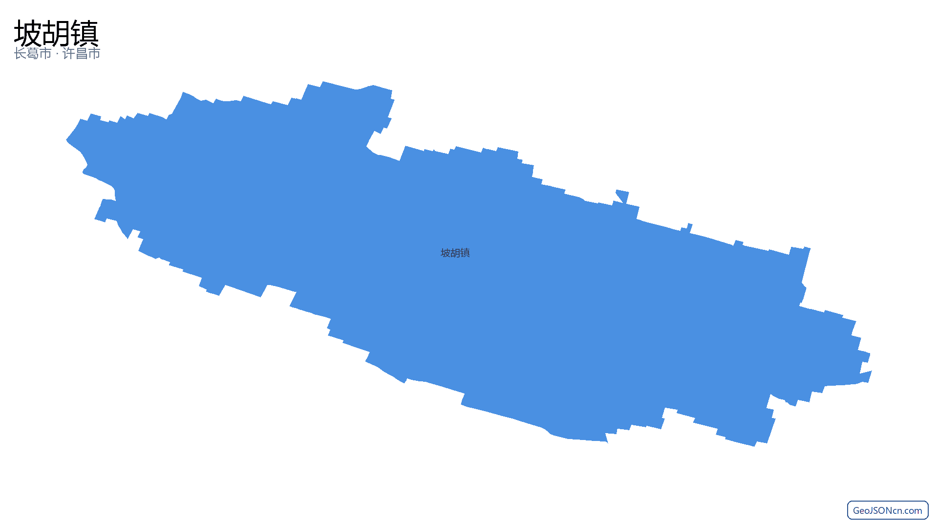 坡胡镇行政区划边界地图（长葛市·许昌市）,提供GeoJSON、SHP矢量边界数据下载及高清地图大图(PNG/JPG) - GeoJSONcn.com