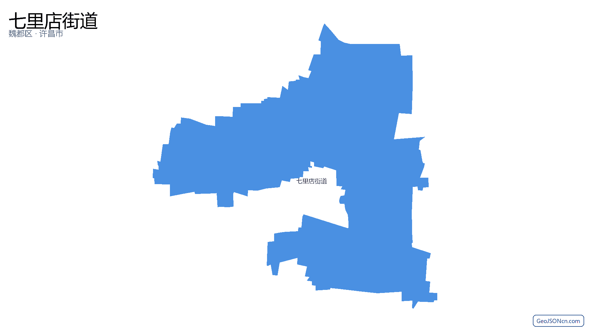 七里店街道行政区划边界地图(魏都区·许昌市),提供GeoJSON、SHP矢量边界数据下载及高清地图大图(PNG/JPG) - GeoJSONcn.com